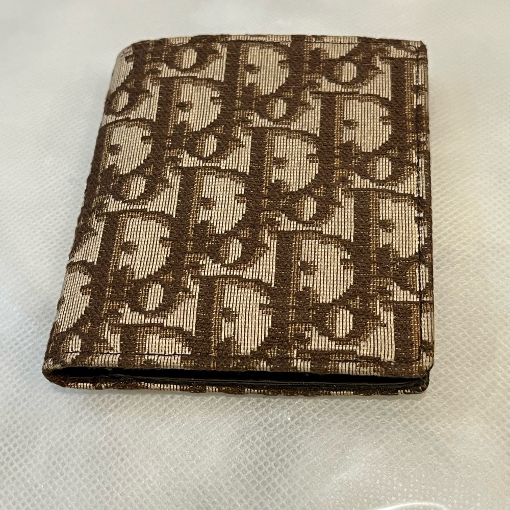 Christian Dior Beige & Brown Dior Oblique Jacquard and Leather Wallet 70’s New